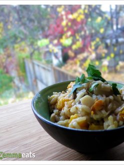 Risotto with Roasted Butternut Squash, Pancetta and Mushrooms