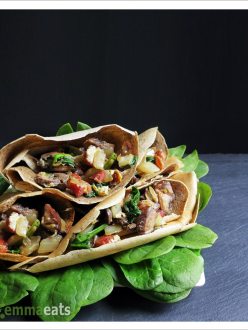 Buckwheat Crepes w Pancetta, Mushrooms and Spinach | EmmaEats