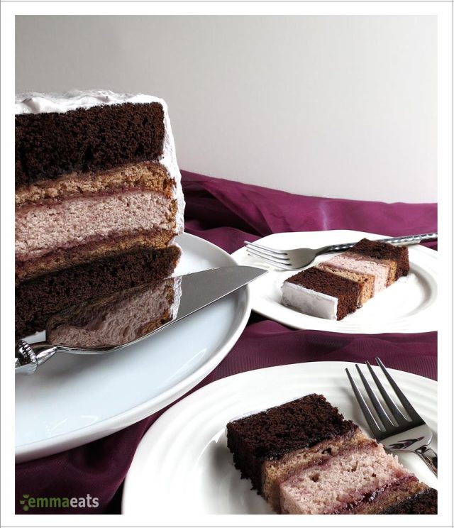 Chocolate and Raspberry Cake with Fluffy Marshmallow Frosting | EmmaEats