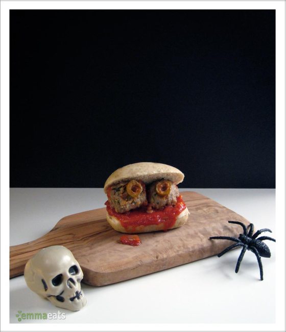 Spooky Mini Turkey Meatball Sliders | EmmaEats